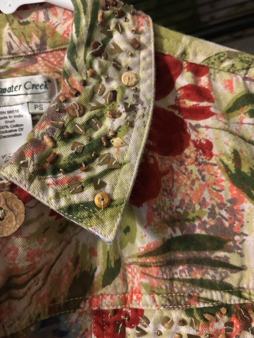 Coldwater Creek Floral Embellished Jacket boho beaded statement - Picture 5 of 8